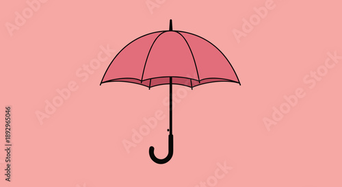 Pink Umbrella Open Against A Soft Pink Background.