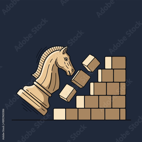 Horse Head Breaking Through Brick Wall.