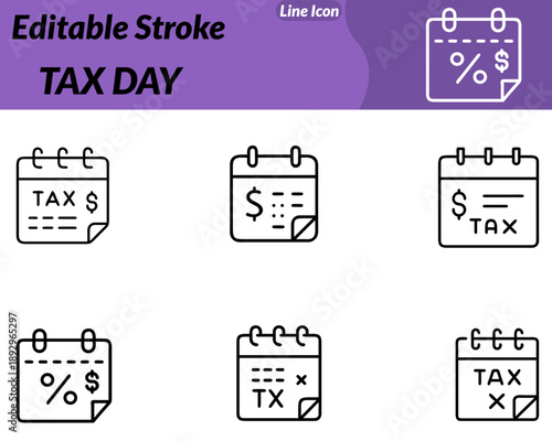 A friendly modern Tax Day icon. Featuring a rounded document or form with a visible dollar sign ($) or percentage (%) symbol. Minimal inner details for a clean simple and approachable character-style.