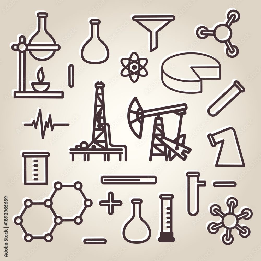 Obraz premium Minimalist Science Line Icons