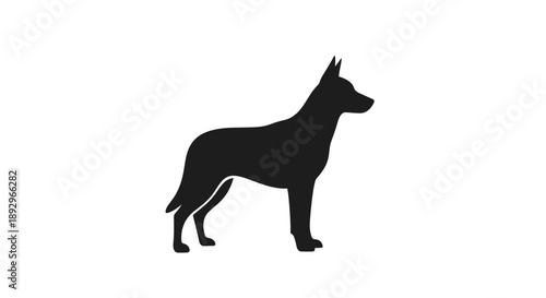 Silhouette of a German Shepherd dog standing alert 1.