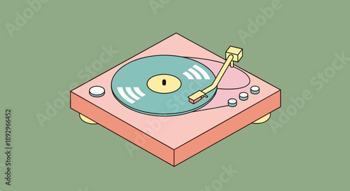 Retro Turntable Playing Vinyl Record Music.