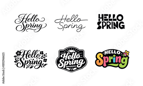 Inspirational Lettering Grid. Spring mood inspirational quote. Set lettering. harmonious lettering variations of the same emblematic concept, each with