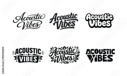Harmonious Lettering Variations. Acoustic vibes lettering. Set lettering. harmonious lettering variations of the same emblematic concept, each with different