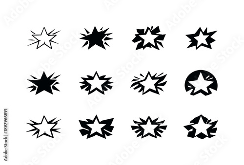 Innovative Icon Set. Trends and innovations. Icon set. Set Logo of trends and innovations: breakthrough star icon. harmonious logo variations of the same