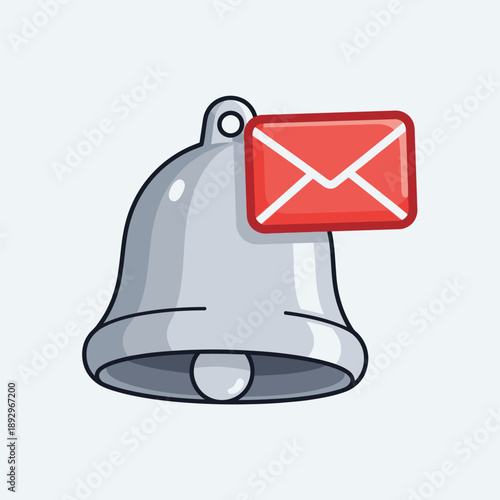 Notification bell with email icon.