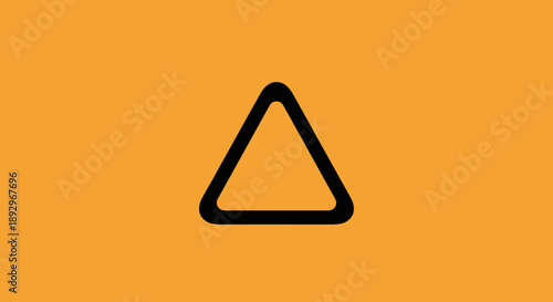 Simple Black Triangle Outline on Orange Background.