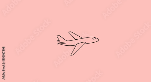 Simple Airplane Illustration on Pink Background.