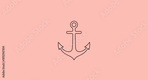 Simple Anchor Icon on a Soft Pink Background.