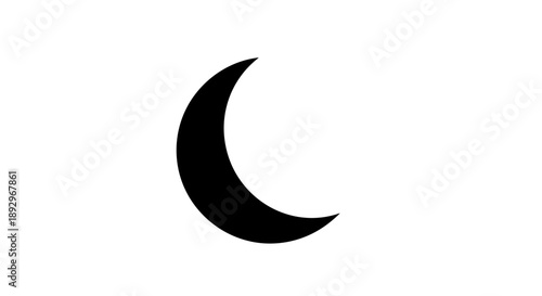 Simple Black Crescent Moon Icon Isolated on White Background 1.