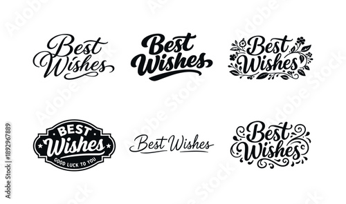 Harmonious Lettering Variations. Best Wishes. Set lettering. harmonious lettering variations of the same emblematic concept, each with different artistic