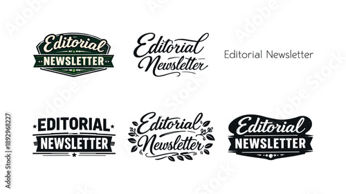 Diverse Lettering Styles. editorial newsletter header set. Set lettering. harmonious lettering variations of the same emblematic concept, each with different