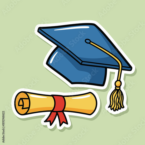 Graduation Cap and Diploma Certificate.