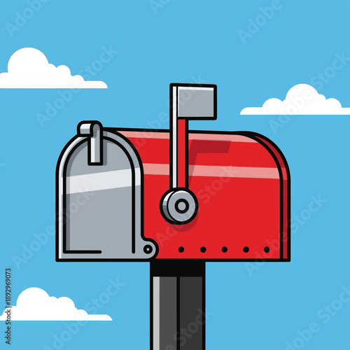 Red Mailbox with Open Door.