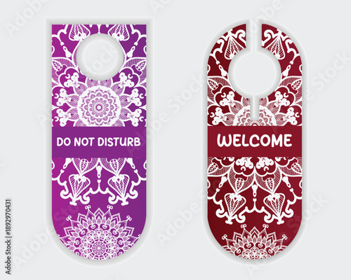 Ornamental Door Hanger With Symmetrical Floral Artwork Design Template