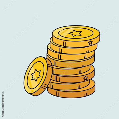 Stack of gold coins with star.