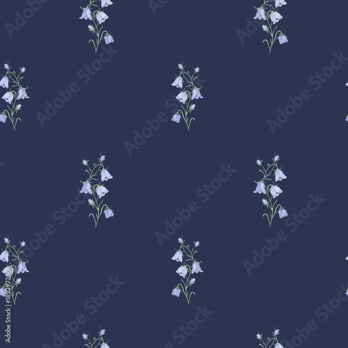 Canvastavla a pattern with a delicate watercolor bellflower