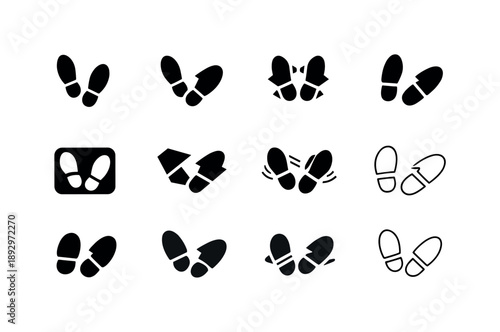 Nervous Footsteps Icons. Nervous footsteps. Icon set. Set Logo of Nervous footsteps: staggered walking pattern. harmonious logo variations of the