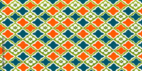 Seamless abstract geometric pattern with vintage pink diamond shapes and retro tile textures for elegant vector wallpaper or textile fabric decoration