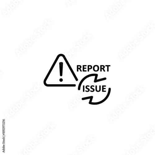 Report issue triangle warning sign and circular arrows, service feedback icon
