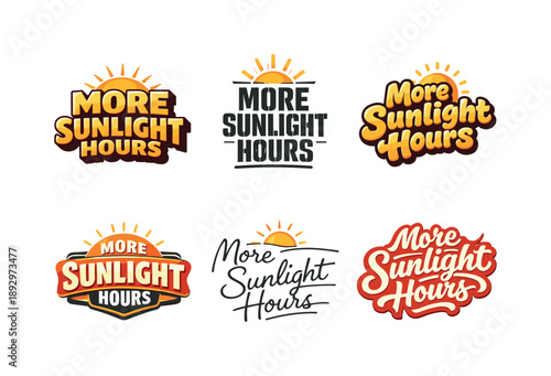 Sunlight Hours Variations. More Sunlight Hours. Set lettering. harmonious lettering variations of the same emblematic concept, each with different artistic