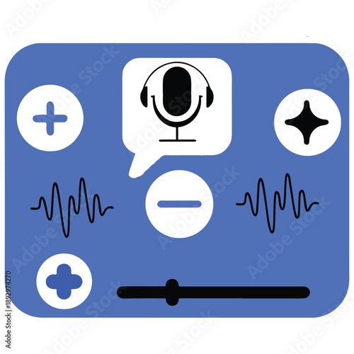 Voice Recording & Audio Editing Icons – Modern Microphone & Sound Wave Designs .