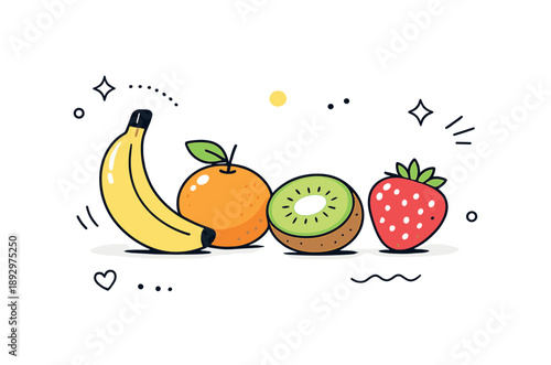 Minimalist Fruit Harmony. Minimal fresh fruit composition. Few selected fruits placed carefully to highlight shape, color, and freshness, creating a calm and