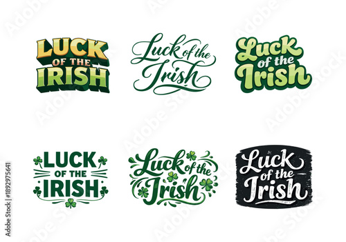 Irish Sayings Lettering Grid. Traditional Irish saying lettering. Set lettering. harmonious lettering variations of the same emblematic concept, each with