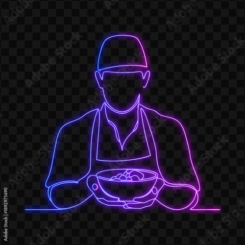 Neon Line Cook with Food
