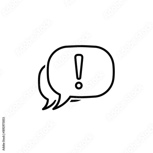 Speech bubble with exclamation mark, alert icon, communication concept