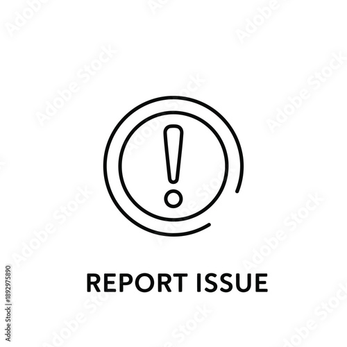 Report issue icon, circular alert symbol with exclamation mark, help request