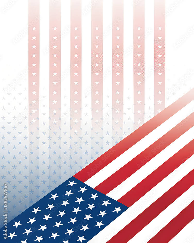 Fototapeta premium “Vertical gradient background fading from American flag texture at the top to pure white at the bottom, modern and clean design with subtle patriotic tone” Згорнути 