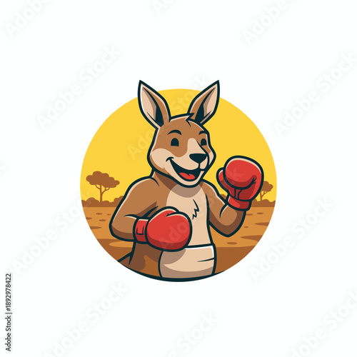 Photos Happy Kangaroo Boxer Mascot with Red Gloves Ready to Fight.