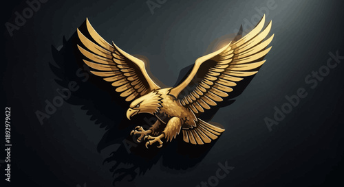 Majestic Golden Eagle Emblem Soaring on a Dark Background, Symbolizing Power, Freedom, and Luxury