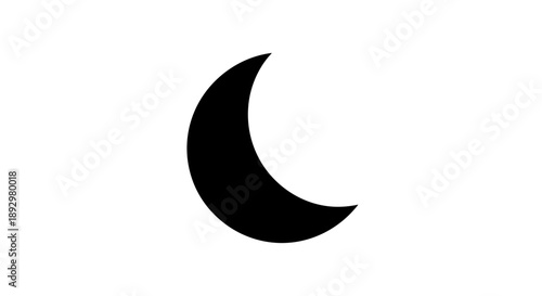 Simple Crescent Moon Icon Black Silhouette.