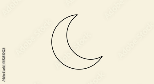 Simple Crescent Moon Line Art Illustration 2.
