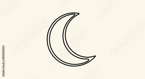 Simple Crescent Moon Outline Icon Minimalist Design.