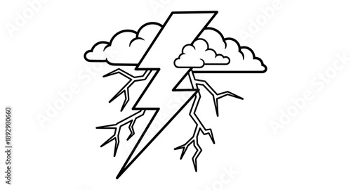 Stylized illustration of lightning bolts striking from clouds during a storm