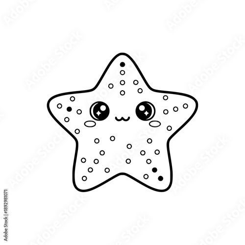 Cute kawaii starfish character sea star marine animal vector illustration