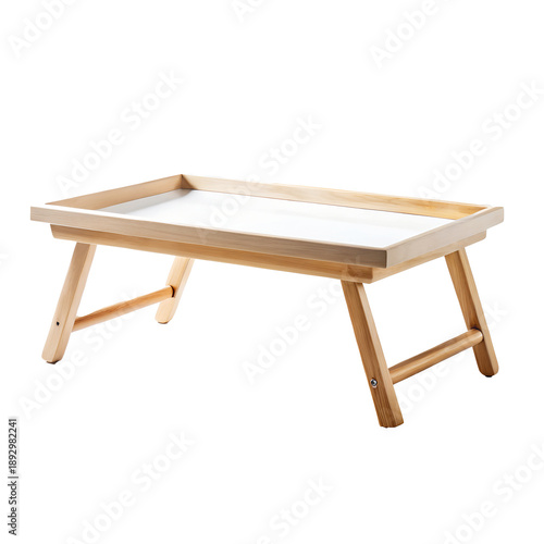 Natural Wood Breakfast Serving Table, Isolated, TRANSPARENT BACKGROUND