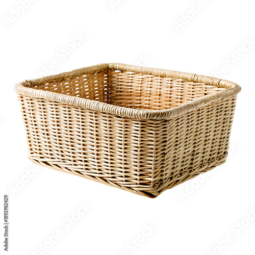 Handwoven Rattan Rectangular Storage Basket TRANSPARENT BACKGROUND