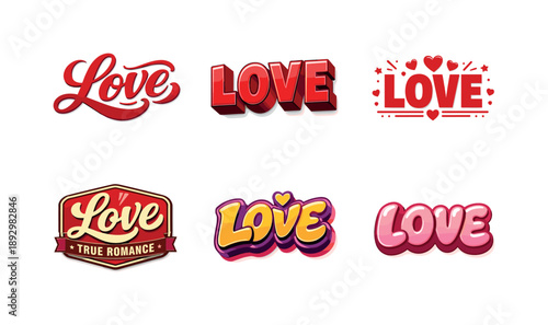 Bold Love Variations. bold love set. Set lettering. harmonious lettering variations of the same emblematic concept, each with different artistic interpretation