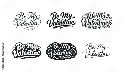 Valentine Lettering Variations. Classic Valentine Lettering. Set lettering. harmonious lettering variations of the same emblematic concept, each with different