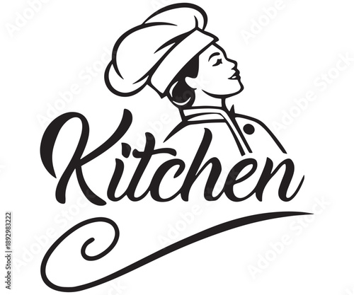 Kitchen Logo Design – Elegant Chef Silhouette & Culinary Typography Art .