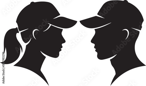 Silhouettes of two people facing each other