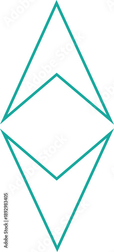 Teal geometric diamond shape on white background abstract