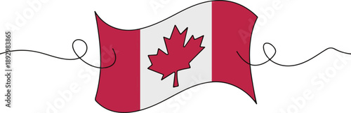 Continuous Line Art of the Canada Flag