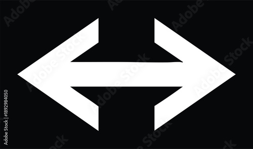 White horizontal arrow symbol pointing left and right on black direction