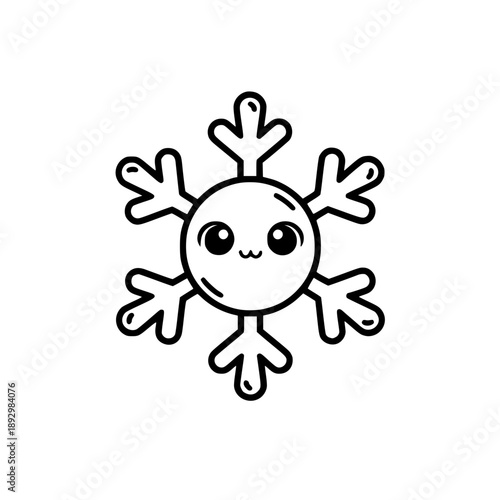 Cute kawaii snowflake character winter weather vector illustration