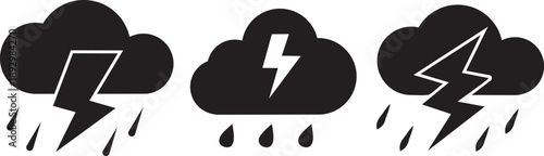 Threatening Sky: Dark clouds unleash a torrential downpour, illuminated by the flashes of lightning, foreshadowing a powerful storm.